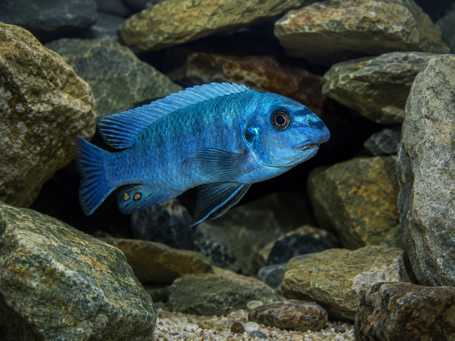Aquarium mit vielen Steinen